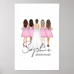 Personalisierte Bridesmaid Individuelle Name Mauer Poster