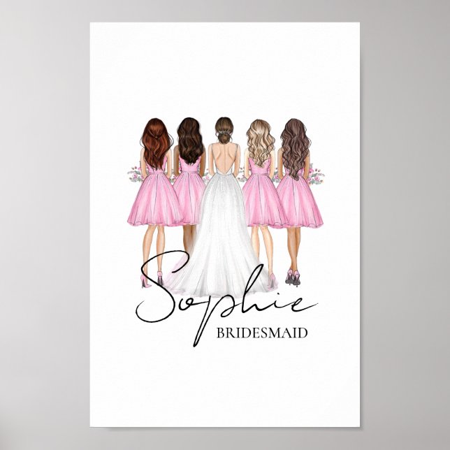 Personalisierte Bridesmaid Individuelle Name Mauer Poster (Vorne)