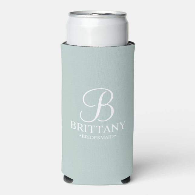 Personalisierte Bridesmaid Monogramm und Name Selters Dosenkühler (Seltzer Vorderseite)