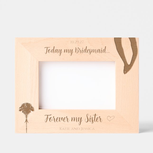 Personalisierte Bridesmaid/Schwester-Geschenk Geätzte Rahmen (Vorderseite)