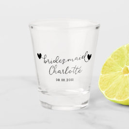 Personalisierte Bridesmaid-Skriptname Datum Gesche Schnapsglas