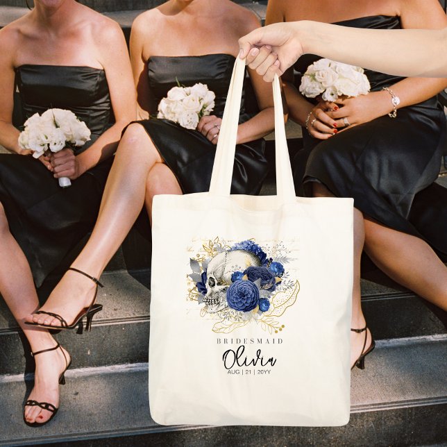 Personalisierte Bridesmaid Tasche Gothic Skull Blu (Von Creator hochgeladen)