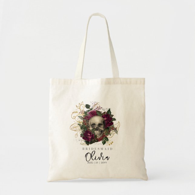 Personalisierte Bridesmaid Tasche Gothic Skull Bur (Vorne)
