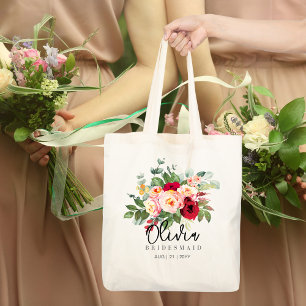 Personalisierte Bridesmaid-Tasche   Rote Rosen Ros Tragetasche