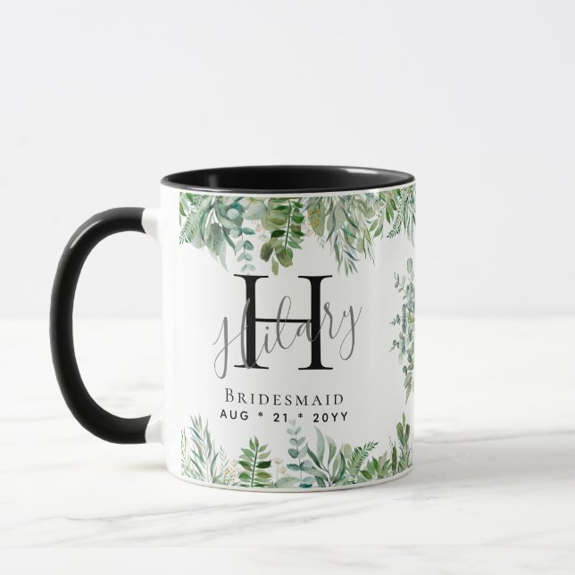 Personalisierte Bridesmaids Monogram Greenerity We Tasse (Links)