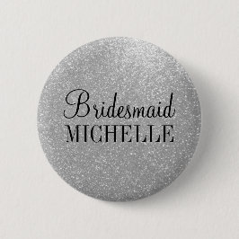 Personalisierte Bridesmaiktasten aus Silber-Glitze Button