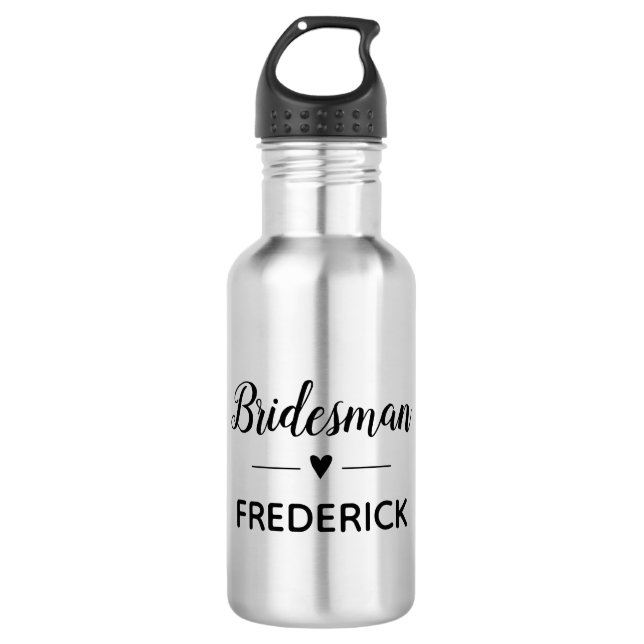 Personalisierte Bridesman Heart Wedding Edelstahlflasche (Vorderseite)