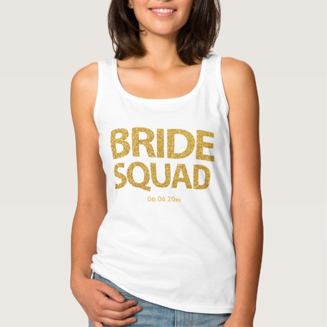 Personalisierte Bridge Squad Golden Sequins Tank Top (Vorderseite)