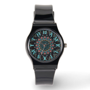 Personalisierte Brief-Wählscheibe Boho-Mandala-Kun Armbanduhr