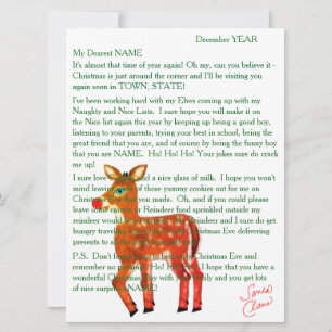 Personalisierte Briefe von Santa Reindeer Feiertagskarte