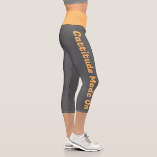 Personalisierte Bright Orange Dunkelgrau, kundensp Capri Leggings