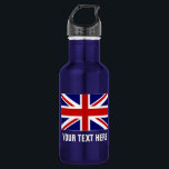 Personalisierte britische edelstahlflasche<br><div class="desc">Personalisierte britische Wasserflaschen des rostfreien Stahls der Gewerkschafts-Jackflagge. Kundenspezifische glänzende Metallwasserflasche in vielen Farben. Groß für Sportteams und Tätigkeiten im Freien. IE-Basketball, -baseball, -fußball, -tennis, -fußball, -volleyball, -c$wandern, -c$gehen, -Camping, -betrieb, -bahn und -feld etc. personifizieren mit Ihrem eigenen Namen, Jerseyzahl, Initialen oder Slogan in den großen Buchstaben. Coole moderne Typografie....</div>