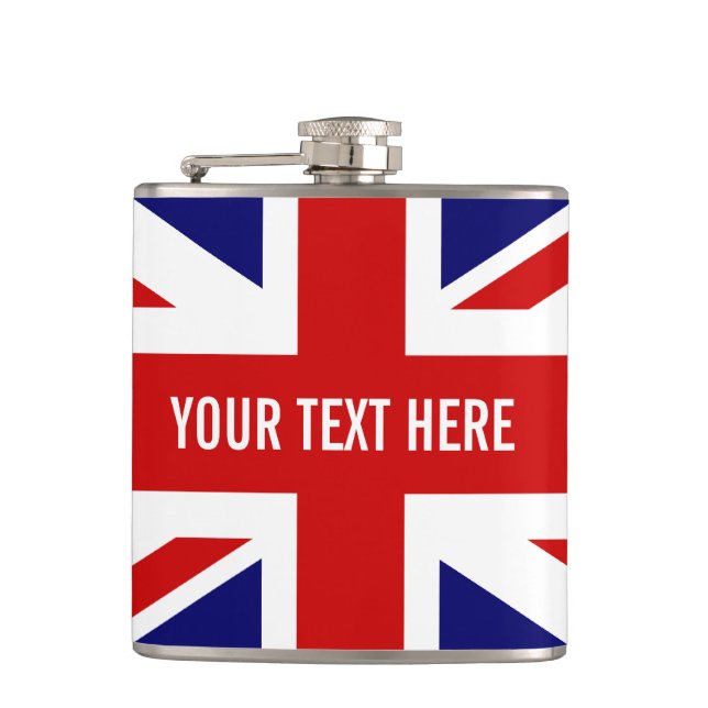 Personalisierte Britische UNION JACK-Flasche Flachmann (Vorderseite)