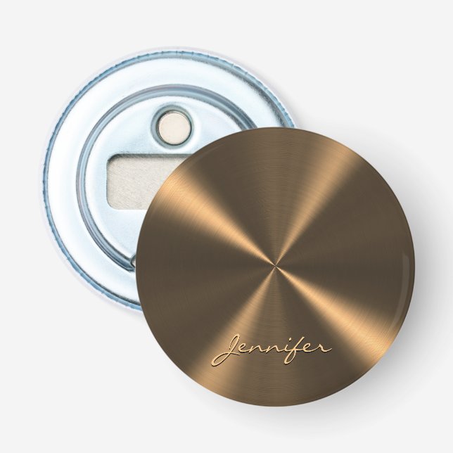 Personalisierte Bronze-Metallische Radialtextur Flaschenöffner (Vorderseite)