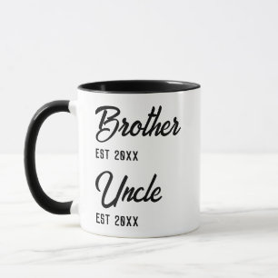 Personalisierte Bruder zu Onkel EST Jahr Typografi Tasse