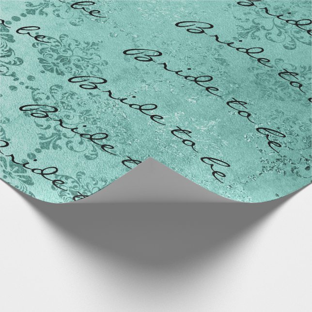 Personalisierte Brush Bridge zu Aqua Damask Geschenkpapier (Ecke)