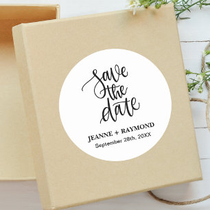 Personalisierte Brush Letters Save the Date Hochze Runder Aufkleber