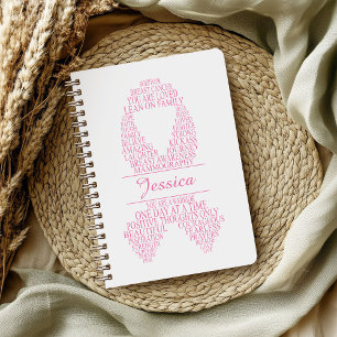 Personalisierte Brustkrebs-Typografie Ribbon Notizblock