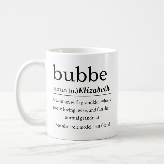 Personalisierte Bubbe-Definition Kaffeetasse (Links)