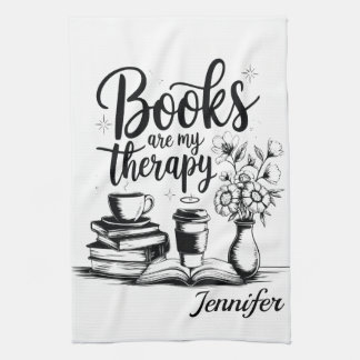 Personalisierte Bücher sind mein Therapie-Buchwürm Geschirrtuch