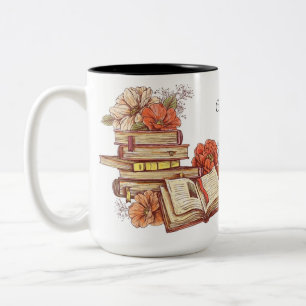 Personalisierte Bücher und Blume Zweifarbige Tasse