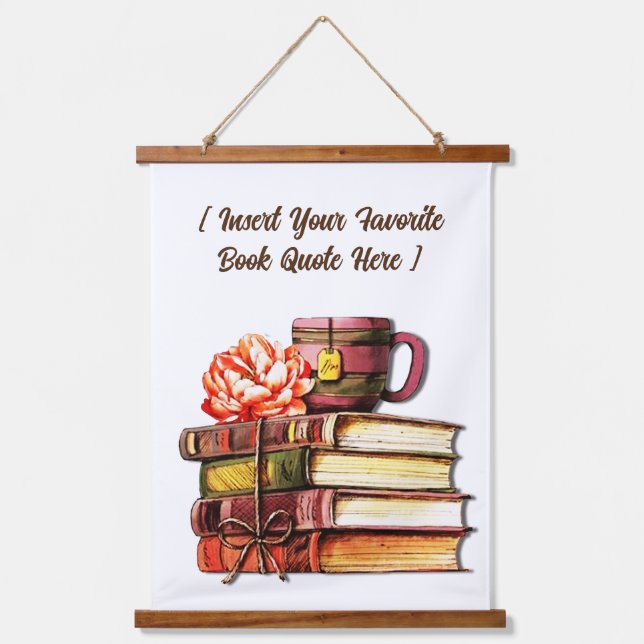 Personalisierte Bücher und Tee Wandteppich Mit Holzrahmen (Vorderseite)