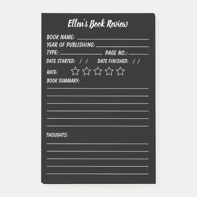 Personalisierte Buchprüfung und Info-Hinweise Post-it Klebezettel (Vorderseite)