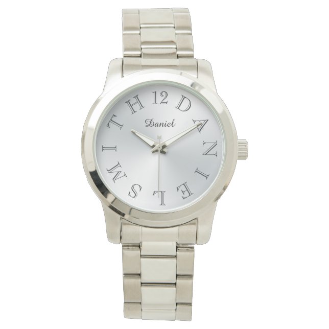 Personalisierte Buchstabenwahl Silver Gradient Armbanduhr (Vorderseite)