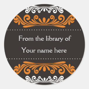 Personalisierte Buchzeichen - Farbige Schnörkel Runder Aufkleber