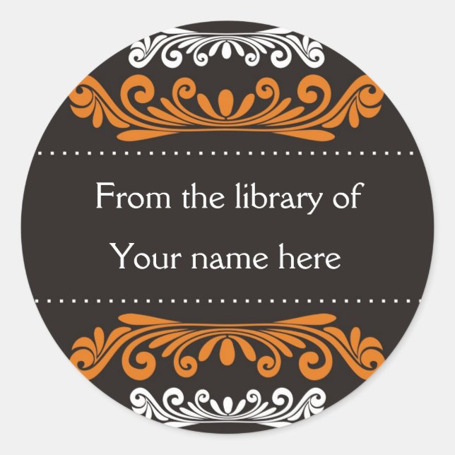 Personalisierte Buchzeichen - Farbige Schnörkel Runder Aufkleber (Vorderseite)