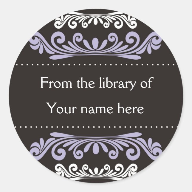 Personalisierte Buchzeichen - Farbige Schnörkel Runder Aufkleber (Vorderseite)