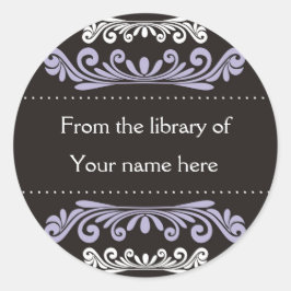 Personalisierte Buchzeichen - Farbige Schnörkel Runder Aufkleber