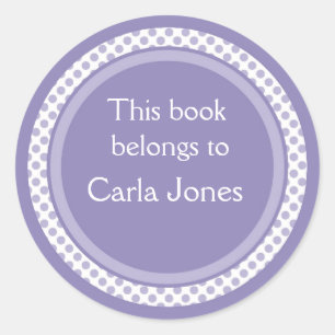 Personalisierte Buchzeichen: Lavendel-Tupfen Runder Aufkleber