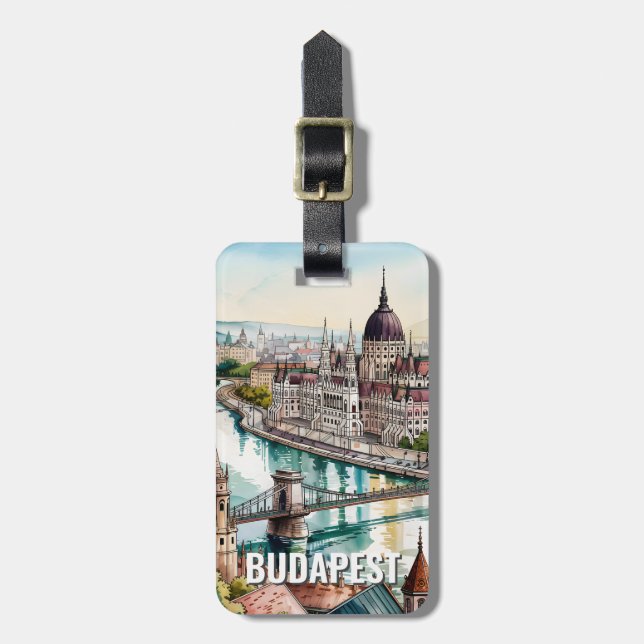 Personalisierte Budapest Ungarn Parlament Skyline Gepäckanhänger (Vorderseite vertikal)