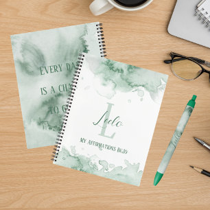 Personalisierte Bujo Green Watercolor Affirmations Notizbuch