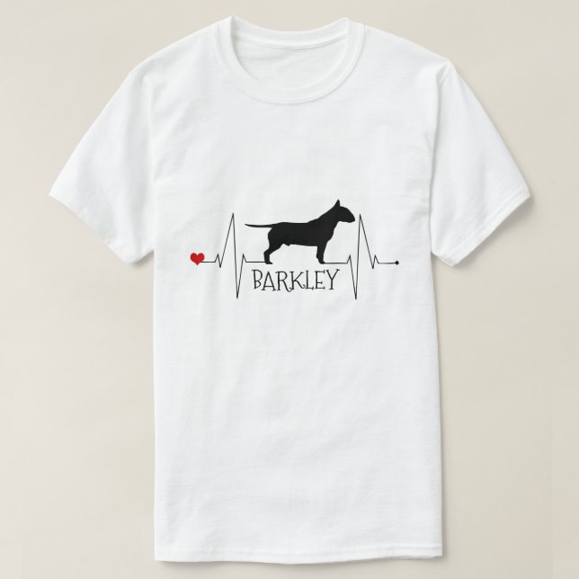 Personalisierte Bull Terrier Liebe Mein Hund Herzs T-Shirt (Design vorne)