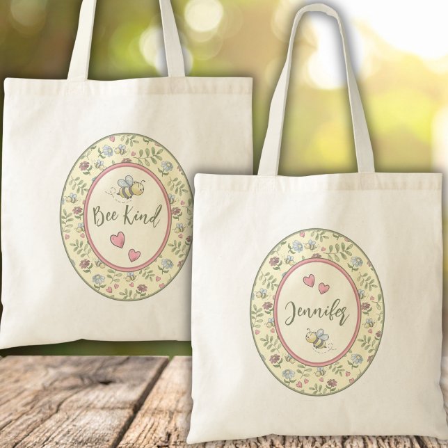 Personalisierte Bumblebee-Tasche 'Bee Kind' Tragetasche (. Bee Kind Inspirational Tote – Add Your Name  )