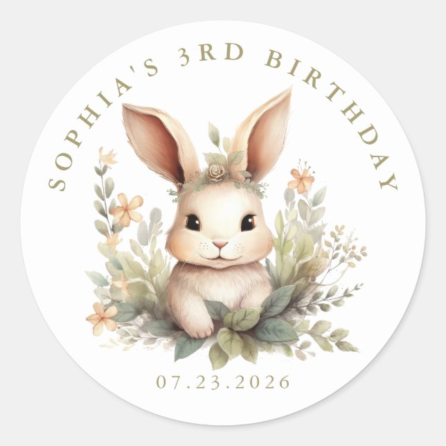 Personalisierte Bunny Round Stickers (Vorderseite)