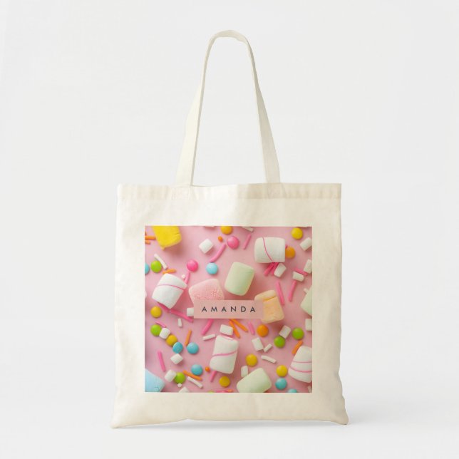 Personalisierte bunte Marshmallow-Streusel Tragetasche (Vorne)