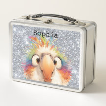 Personalisierte Bunte Papagei Glitter-Lunchbox