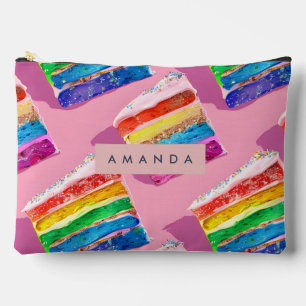 Personalisierte bunte Regenbogentorte Scheibe Zubehörtasche
