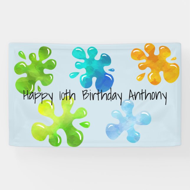 Personalisierte bunte Schlamm-Geburtstags-Fahne Banner (Horizontal)