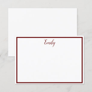 Personalisierte Burgandi und weiße Mitteilungskart Einladung