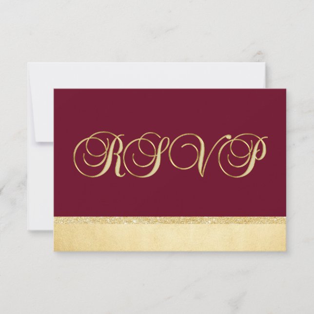Personalisierte Burgundy Fall Gold UAWG Wedding RSVP Karte (Vorderseite)