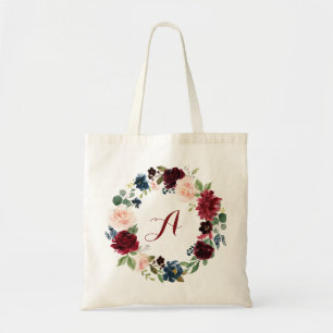 personalisierte Burgundy Floral Tote Bag Bridesmai Tragetasche