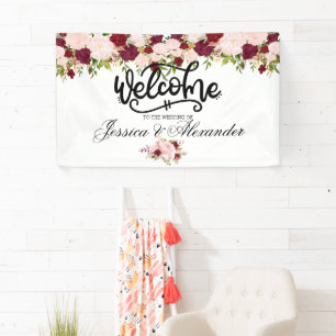 Personalisierte Burgundy Floral Wedding Banner