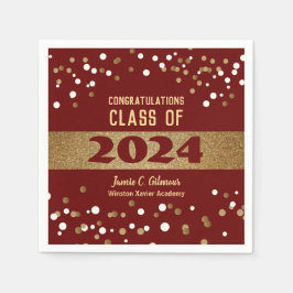 Personalisierte Burgundy Red Class 2024 Abschluss Serviette