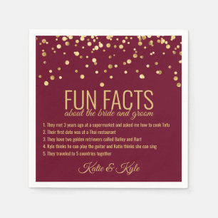 Personalisierte BURGUNDY RED Gold Confetti FUN FAC Serviette