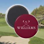 Personalisierte Burgundy Red Name Golf Clubs Magnet<br><div class="desc">Personalisieren Sie den Namen in klassischer Typografie,  um ein einzigartiges Golfgeschenk zu schaffen und für jeden Golfer zu behalten. Entwickelt von Thisisnotme©</div>