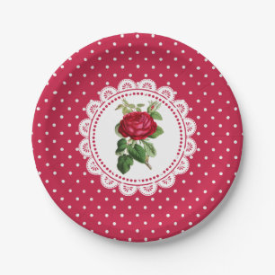Personalisierte Burgundy Vintag Rose Paper Teller